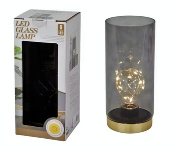 Lampa stołowa 8 LED 22 cm szklanka tuba ZŁ