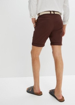 I PASKIEM REGULAR FIT BRĄZOWE 64 1H5A25 BONPRIX BERMUDY CHINOS ZE STRETCHEM