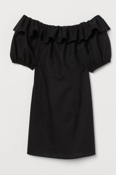 H&M sukienka z odkrytymi ramionami z lnem 32 XXS M83