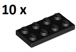 LEGO Black Plate 2 x 4 3020 10 szt
