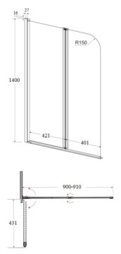 ВАННА 140x70 BESCO SCREEN PRIME BLACK 2 СИФОН АВТОМАТИЧЕСКИЙ КОРПУС