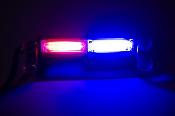 STROBOSKOP NA SZYBĘ KOGUT POLICYJNA LED niebiesko czerwony przyssawki TRYBY