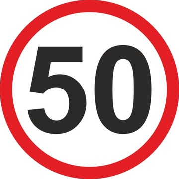 Naklejka OGRANICZENIE PRĘDKOŚCI 50 km/h znak na naczepę przyczepę 10 cm