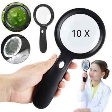 LUPA PODŚWIETLANA DO CZYTANIA SZKŁO POWIĘKSZAJĄCE 10x Z LAMPKAMI 12LED PRO