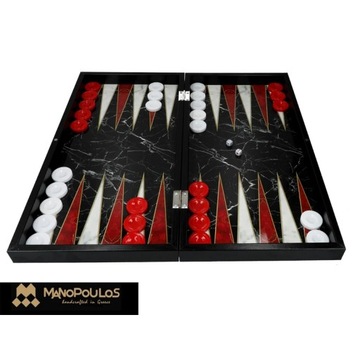 2 w 1 Backgammon + Szachy (czarny marmur)