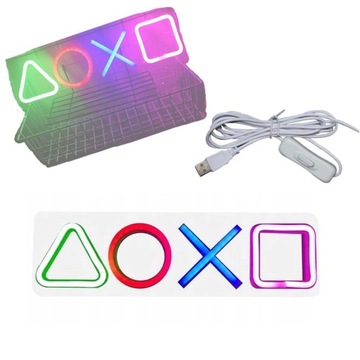 NEONOW SYMBOL KONTROLERA PS4 ŚWIATŁO PRZYCISK KONSOLI DO GIER DEKORACJE LED