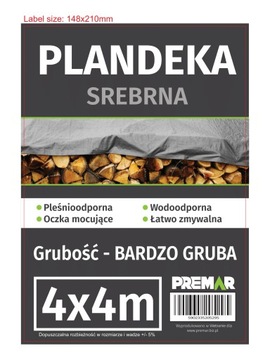PLANDEKA 4X4 SREBRNA BARDZO GRUBA OKRYCIOWA WODOODPORNA Z OCZKAMI