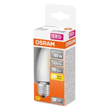 Żarówka świeczka LED 4W =40W E27 ciepła 2700K OSRAM