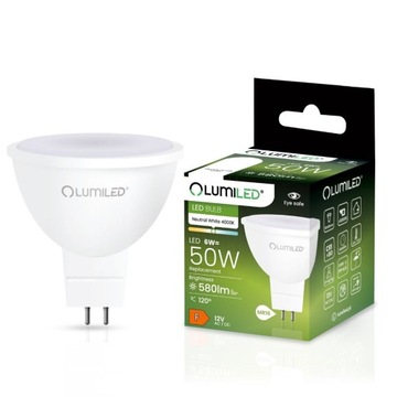 Żarówka LED 12V DC MR16 6W 580lm 3000K WW 120°