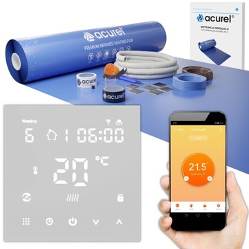 Folia grzewcza 220W/m² Termostat WiFi Zestaw 14m²