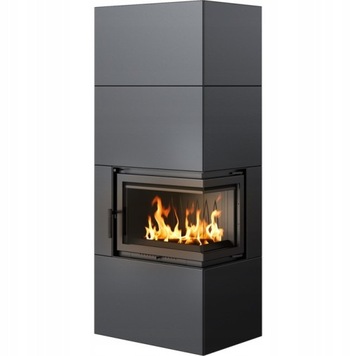 Kominek powietrzny Simple Box 8 kW fi 200 Black - narożny prawy
