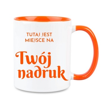 Kubek biały Combo środek pomarańczowy 330ml z dowolną grafiką logo tekstem