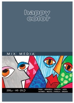 BLOK mix media HAPPY COLOR A5 25 kartek 200g
