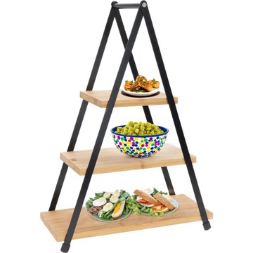 BAMBUSOWA Patera 3-piętrowa na Ciastka Owoce Przekąski Przystawki - 53 cm