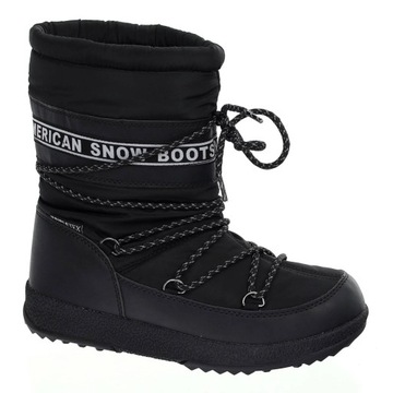 Czarne ciepłe śniegowce wysokie damskie SNOW BOOTS ROZ. 41