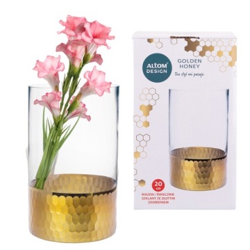 WAZON NA KWIATY SZKLANY ŚWIECZNIK GLAMOUR 20CM