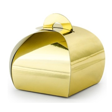 Złote pudełeczka pudełka na małe upominki podziękowanie 10 sztuk 6x6x5,5