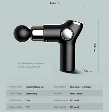 МАССАЖЕР МАССАЖНЫЙ ПИСТОЛЕТ 4 СВЕТОДИОДНЫХ НАКОНЕЧНИКА 32 РЕЖИМА