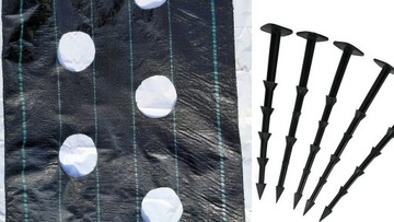 агротекстильный коврик с ОТВЕРСТИЯМИ для КЛУБНИКИ + колышки