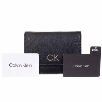 CALVIN KLEIN BEZPIECZNY PORTFEL LOCK TRIFOLD BLACK