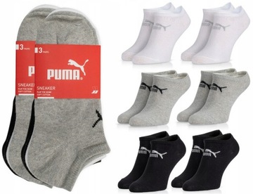 6 PAR PUMA SKARPETY STOPKI MULTI CZARNE BIAŁE SZARE 35-38