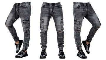 MP0139 r. XL Jeansy ze Ściągaczami JOGGERY MĘSKIE MODNE PREMIUM