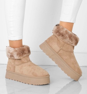 БЕЖЕВЫЕ СНЕЖНЫЕ БОТИНКИ НА УТЕПЛЕННОЙ ПЛАТФОРМЕ 37