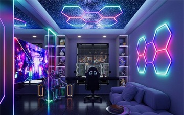 Светильник HEXAGON RGB COLOR 5 HEX 230x160 Honeycomb Мастерская Гараж Гостиная ALU