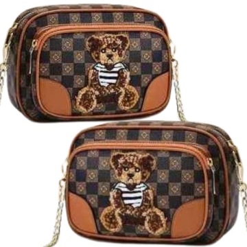 TORBA TOREBKA DAMSKA LISTONOSZKA KUFEREK NA RAMIĘ MAŁA MIŚ KRATA CIEMNA RUD