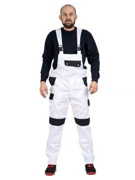 Spodnie robocze JM WORKWEAR białe ogrodniczki r54
