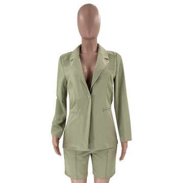 Женский костюм 2 шт. Блейзер с длинными рукавами и модные повседневные шорты, S (36)