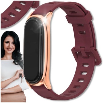 Pasek opaska duo do xiaomi mi band 3 4 5 6 bordowa czerwona złota mocna