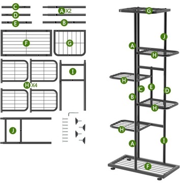 МЕТАЛЛИЧЕСКАЯ ПОДСТАВКА ДЛЯ ЦВЕТОВ 6-ЯРУСНАЯ ПОДСТАВКА ДЛЯ ЦВЕТОЧНЫХ ГОРШКОВ РАСТЕНИЙ ЦВЕТЫ