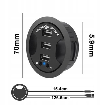 3-портовый USB 2.0 USB-концентратор Настольный адаптер Audio D HUB
