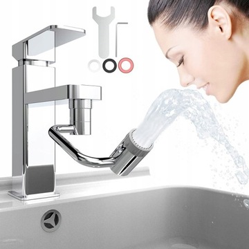 MOSIĘŻNY 1080° OBROTOWY AERATOR PRZEDŁUŻKA DO KRANU SREBRNY METAL