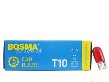 ŻARÓWKA 12V 5W T10 CZERWONY Bosma 10 sztuk