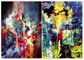 Plakaty abstrakcja, kolorowe obrazy zestaw 2 x 30x40 cm do dekoracji ścian