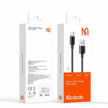 Кабель USB-C, Strong, Super Fast, Mcdodo, 100 Вт, 1,2 м, черный