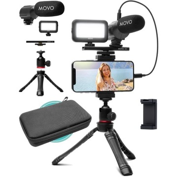 MOVO IVLOGGER ZESTAW DO VLOGOWANIA LED MIKROFON STATYW + ETUI
