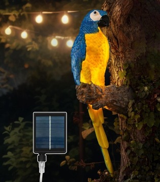 LAMPA SOLARNA PAPUGA OGRODOWA CISKOTU MOCOWANA NA DRZEWO 8 TRYBÓW PREZENT