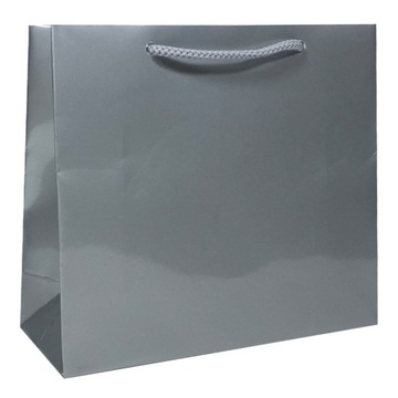 Torebka papierowa laminowana SREBRNA 17,5x6,5x15,5