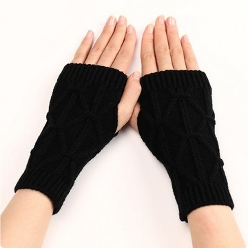 Ocieplacze Rękawiczki bez palcy Czarne Cieplutkie