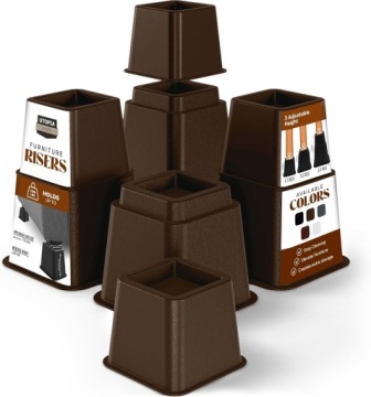 РЕГУЛИРУЕМЫЕ ПОДСТАВКИ ДЛЯ НОГ 8 ШТ 4 ВЫСОКИЕ 4 НИЗКИЕ ЧЕРНЫЕ