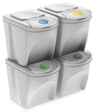 Zestaw 4x KOSZ POJEMNIK do segregacji śmieci 4x20l