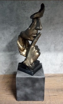 Rzeźba -Cisza.H-33cm.Złoty z podestem.