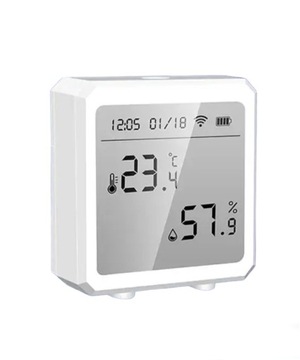 Czujnik WIFI Tuya temp., wilgotności, wyświetlacz LCD,Zegar,biały TH01W