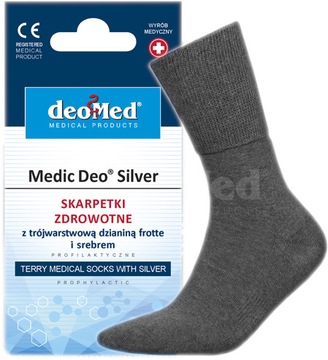 Skarpety bezuciskowe zdrowotne MEDIC DEO SILVER ciepłe grafitowe szare