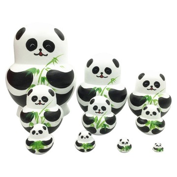 MATRIOSZKI RODZINA Panda FIGURKI UKŁADANKA 10W1