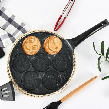 Мраморная СКОВОРО для блинов, яиц, БЛИНЧИКОВ, Веселые смайлы, эмодзи, 27 СМ
