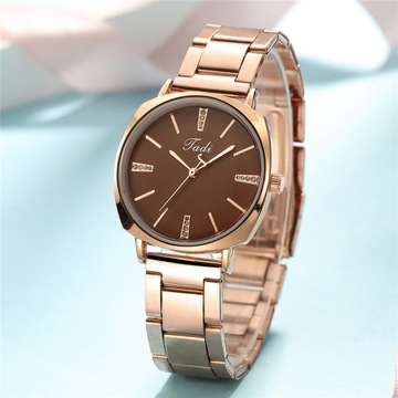 Women Dress Watch Rhinestone Round Dial Stainless Steel